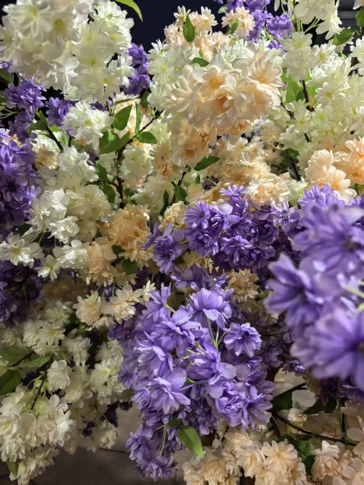 Luxury artificial blossom arrangement in lavender and cream
