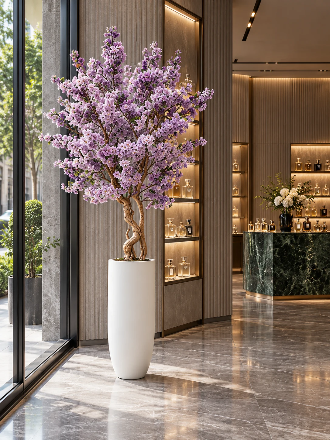 Amethyst St Lucia blossom tree in a fragrance boutique