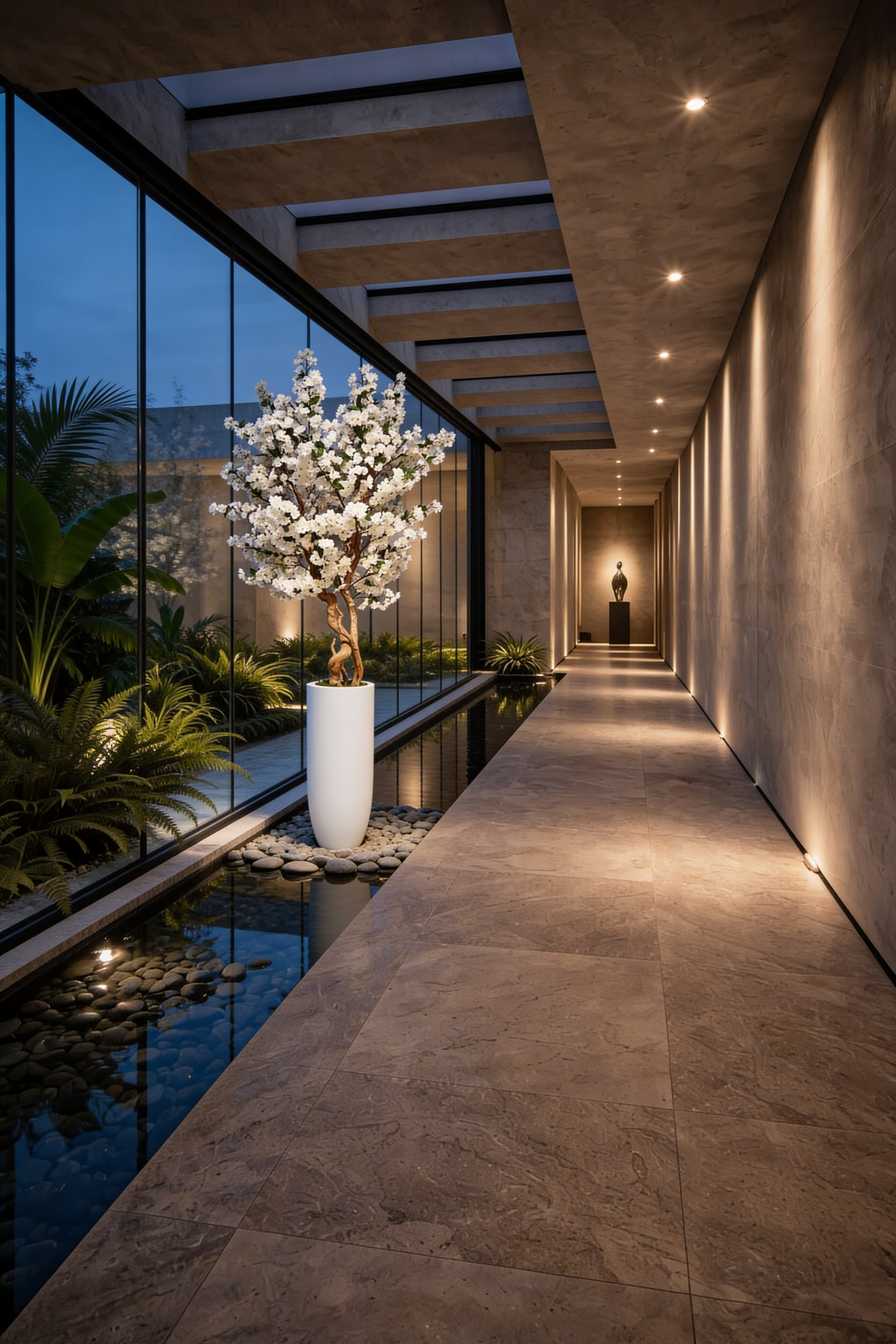 The St Lucia - luxury artificial blossom tree in modern hallway